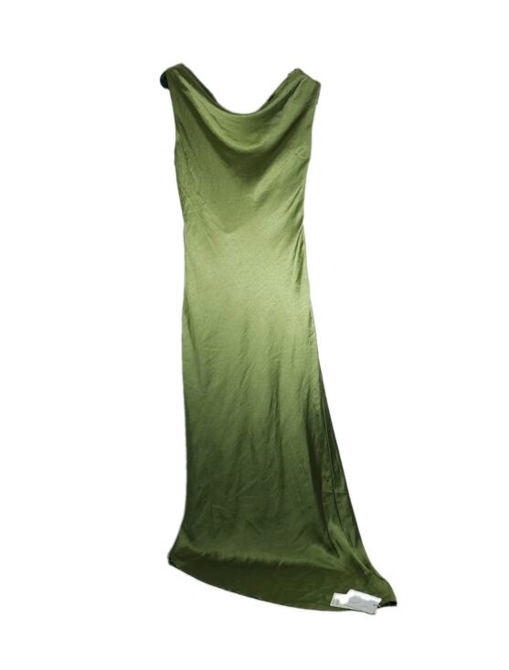 Commense Dresses & Skirts - NWT Commense Sz S Green Glossy Satin Cowl Back Evening Wedding Maxi Dress